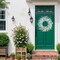 White Summer Wreath 24 Inch Artificial Summer Wreaths for Front Door Summer Floral Wreath with White Flowers Berries for Wall Porch Farmhouse Summertime Holidays